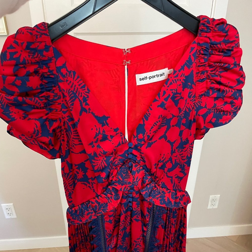 Self Portrait Dress with Ruffled Sleeve and Lace US Size 0 (UK Size 4)